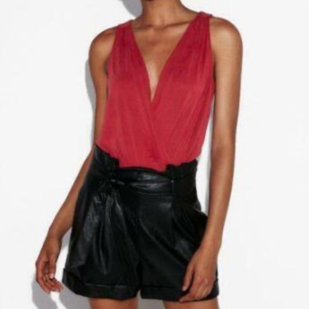 NWT Express drape front thong body suit blouse.